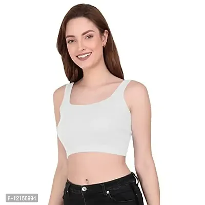 THE BLAZZE 1044 Sexy Women's Tank Crop Tops Bustier Bra Vest Crop Top Bralette Blouse Top for Womens (Medium, White)-thumb4