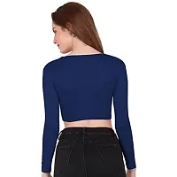 THE BLAZZE 1109 Women's V Neck Crop Top (X-Large, Royal Blue)-thumb1