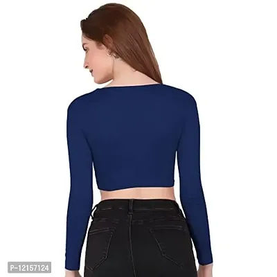 THE BLAZZE 1109 Women's V Neck Crop Top (X-Large, Royal Blue)-thumb2