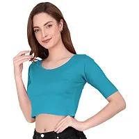 THE BLAZZE Tops for Women (Small, Turquoise Blue)-thumb2