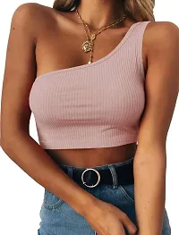 THE BLAZZE Women's Sleeveless Crop Tops Sexy Strappy Tees (XXL, Pink+Red)-thumb2