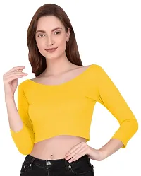 THE BLAZZE 1304 Sexy Women's Cotton Scoop Neck Full Sleeve Tank Crop Tops Bustier Bra Vest Crop Top Bralette Readymade Saree Blouse for Women's-thumb5