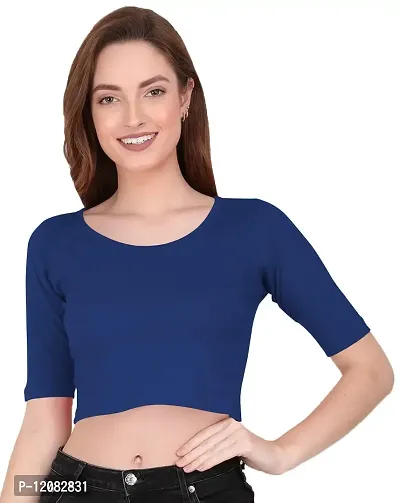 THE BLAZZE 1055 Women's Full Sleeve Crop Tops Sexy Strappy Tees (Medium, Royal Blue)-thumb1