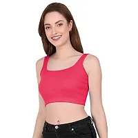 THE BLAZZE 1044 Women's Summer Basic Sexy Strappy Sleeveleess Crop Top (X-Large, Dark Pink)-thumb3