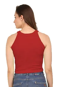 AD2CART A1628 Women's Round Neck Sleevless Ribbed Crop Top for Women-thumb2