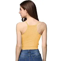 THE BLAZZE Women's Sleeveless Crop Tops Sexy Strappy Tees (L, Mustard Yellow)-thumb3