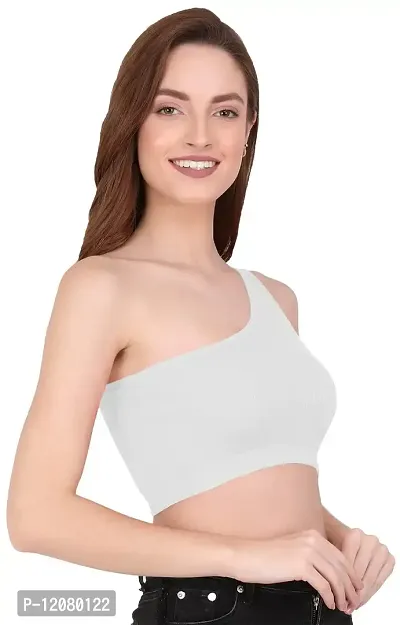 THE BLAZZE Women's Sleeveless Crop Tops Sexy Strappy Tees (Large, White)-thumb1