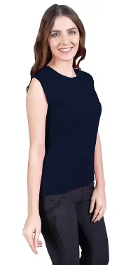 THE BLAZZE 1350 Women's Sleeveless Top Regular Round Neck T-Shirt for Women(M,Combo_03)-thumb2