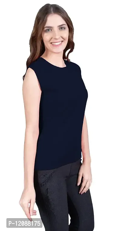 THE BLAZZE 1350 Women's Sleeveless Top Regular Round Neck T-Shirt for Women(M,Combo_03)-thumb3