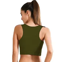 THE BLAZZE Women's Cotton Racerback Basic Crop Tank Tops (Small, Army Green)-thumb1