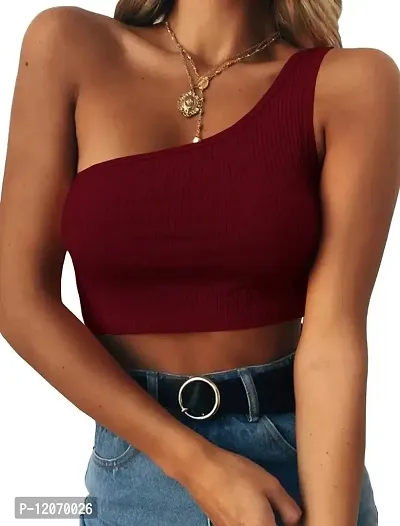 THE BLAZZE Women's Sleeveless Crop Tops Sexy Strappy Tees (M, Red+Wine Red)-thumb2