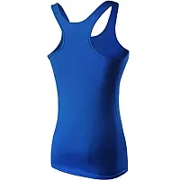 THE BLAZZE Women's Yoga Tank Top Compression Racerback Top Baselayer Quick Dry Sports Runing Vest (M, Royal Blue+White)-thumb3