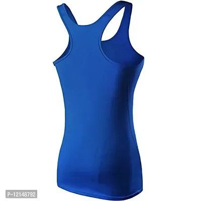 THE BLAZZE Women's Yoga Tank Top Compression Racerback Top Baselayer Quick Dry Sports Runing Vest (M, Royal Blue+White)-thumb4