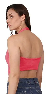 AD2CART A1589 Women's Casual Stretchy Halter Neck Sleeveless Crop Top-thumb1