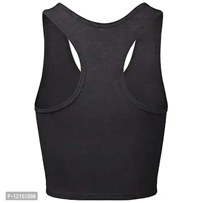 THE BLAZZE Women's Cotton Racerback Basic Crop Tank Tops (X-Large, Charcoal Melange)-thumb3