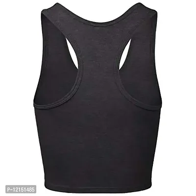 THE BLAZZE Women's Cotton Racerback Basic Crop Tank Tops (Small, Charcoal Melange)-thumb3