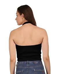 AD2CART A1592 Women's Casual Stretchy V Halter Neck Sleeveless Crop Tops for Women-thumb1