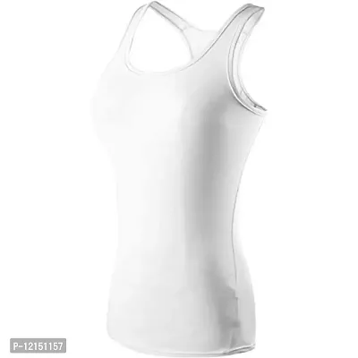 THE BLAZZE Women's Rib Racerback Tank Top (S, White)