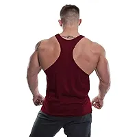 THE BLAZZE 0051 Men's Tank Top Muscle Gym Bodybuilding Vest Fitness Workout Train Stringers (Medium, Maroon)-thumb1