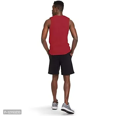 THE BLAZZE Men's Sleeveless T-Shirt Tank Top Gym Tank Stringer Vest for Men (Large(40?/100cm - Chest), Red)-thumb2