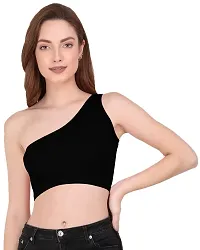 THE BLAZZE Women's Sleeveless Crop Tops Sexy Strappy Tees (L, Black)-thumb4