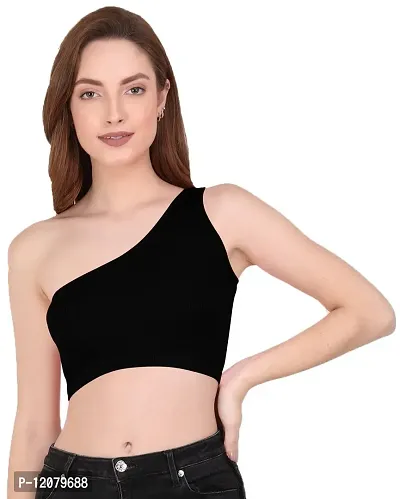 THE BLAZZE Women's Sleeveless Crop Tops Sexy Strappy Tees (L, Black)-thumb5