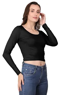 AD2CART A1059 Women's Cotton Scoop Neck Full Sleeve Crop Tops Black Readymade Saree Blouse for Women-thumb4