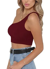 THE BLAZZE Women's Sleeveless Crop Tops Sexy Strappy Tees (XXL, Red+Wine Red)-thumb3