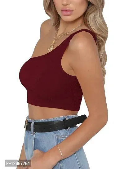 THE BLAZZE Women's Sleeveless Crop Tops Sexy Strappy Tees (XXL, Red+Wine Red)-thumb4