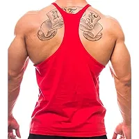 THE BLAZZE Men's Bodybuilding Gym Solid Color Tank Top Stringers (Small, Red)-thumb1