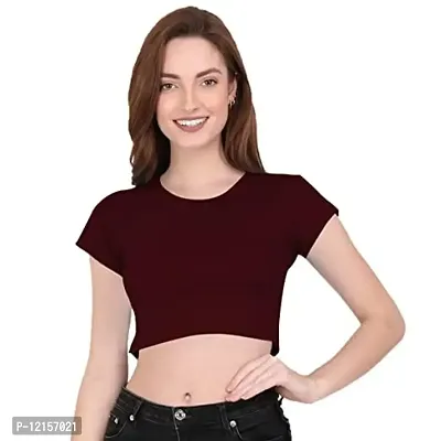 THE BLAZZE 1121 Crop Tops for Women (XL, Maroon)