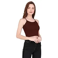 THE BLAZZE 1002 Women's Sleeveless Crop Tops Sexy Strappy Tees (XX-Large(38?-40""), P - Brown)-thumb3