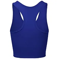 THE BLAZZE Women's Cotton Racerback Basic Crop Tank Tops (Medium, Royal Blue Royal Blue)-thumb3