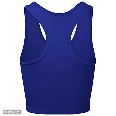 THE BLAZZE Women's Cotton Racerback Basic Crop Tank Tops (Medium, Royal Blue Royal Blue)-thumb4