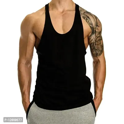 THE BLAZZE 0001 Men's Bodybuilding Gym Solid Color Tank Top Stringers (Large(38?-40""), A - Black)