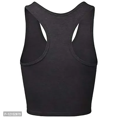 THE BLAZZE Women's Cotton Racerback Basic Crop Tank Tops (Medium, Charcoal Melange)-thumb3