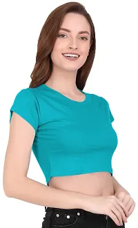 THE BLAZZE C1081 Sexy Women's Cotton Round Neck Cap Sleeve Tank Crop Tops Bustier Bra Vest Crop Top Bralette Readymade Saree Blouse for Women's-thumb2