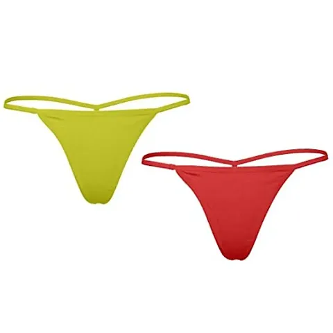 THE BLAZZE 1014 Women's Thong Low Rise Sexy Solid G-String Thong Bikini T-String Sexy Lingerie Panties Briefs (Pack of 2) (M,Color_02)