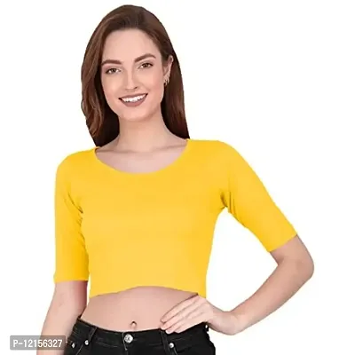 THE BLAZZE 1055 Crop Tops for Women (Medium, Yellow)