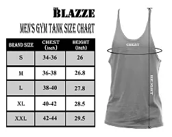 THE BLAZZE Men's Beast Tank Tops Muscle Gym Bodybuilding Vest Fitness Workout Train Stringers (XL, Grey)-thumb3