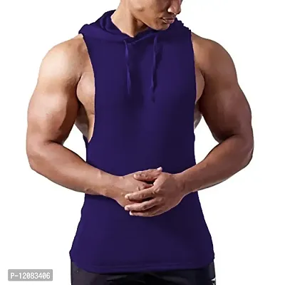 THE BLAZZE 0054 Men's Hooded Tank Tops Muscle Gym Bodybuilding Vest Fitness Workout Train Stringers-thumb0