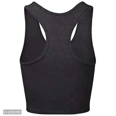 THE BLAZZE Women's Cotton Racerback Basic Crop Tank Tops (Large, Charcoal Melange)-thumb3