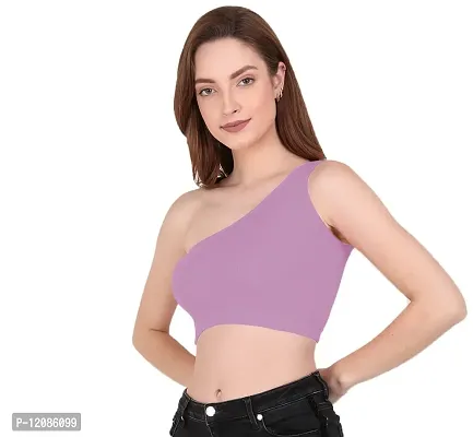 THE BLAZZE Womens Sleeveless Crop Tops Sexy Strappy Tees (Large, Lilac)-thumb4