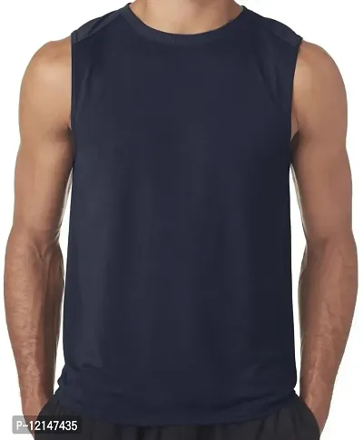 THE BLAZZE Mens Moisture-Wicking Muscle Tank Top Shirt (Small, Blue)-thumb0