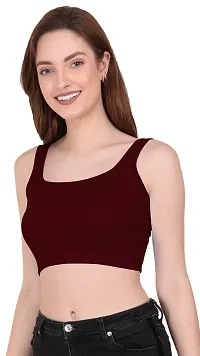 THE BLAZZE 1044 Women's Summer Basic Sexy Strappy Sleeveless Crop Top's (Large, Maroon)-thumb3