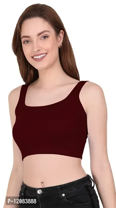 THE BLAZZE 1044 Women's Summer Basic Sexy Strappy Sleeveless Crop Top's (Large, Maroon)-thumb4