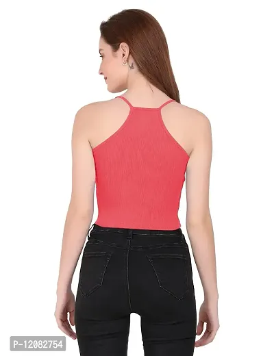 THE BLAZZE 1002 Women's Summer Basic Sexy Strappy Sleeveless Racerback Camisole Crop Top (Large(34?-36""), R - Dark Rose)-thumb0