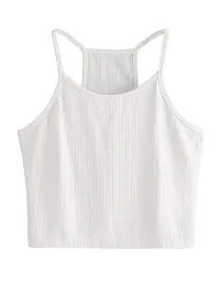 THE BLAZZE Women's Summer Basic Sexy Strappy Sleeveless Racerback Camisole Crop Top (Small, Black White)-thumb2