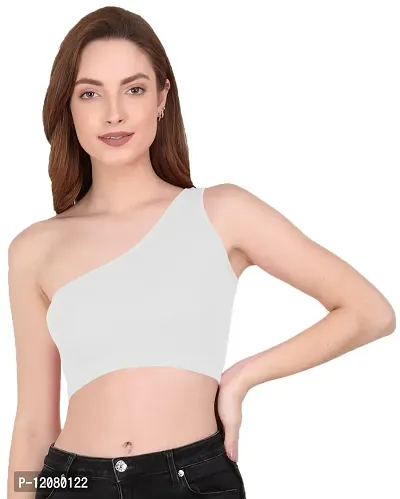 THE BLAZZE Women's Sleeveless Crop Tops Sexy Strappy Tees (Large, White)-thumb4