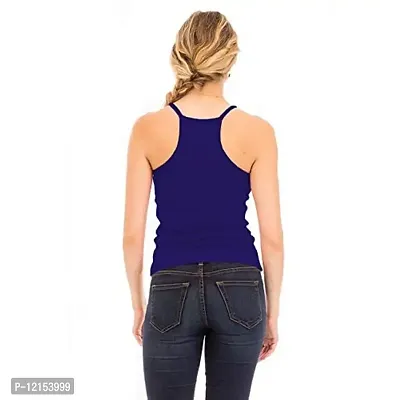 THE BLAZZE Women's Sleeveless Crop Tops Sexy Strappy Tees (L, Royal Blue)-thumb3